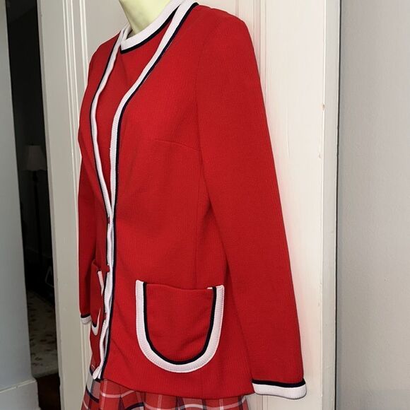 Vintage 70s Jerell of Texas red, white & blue sleeveless mini dress with jacket - Picture 4 of 10